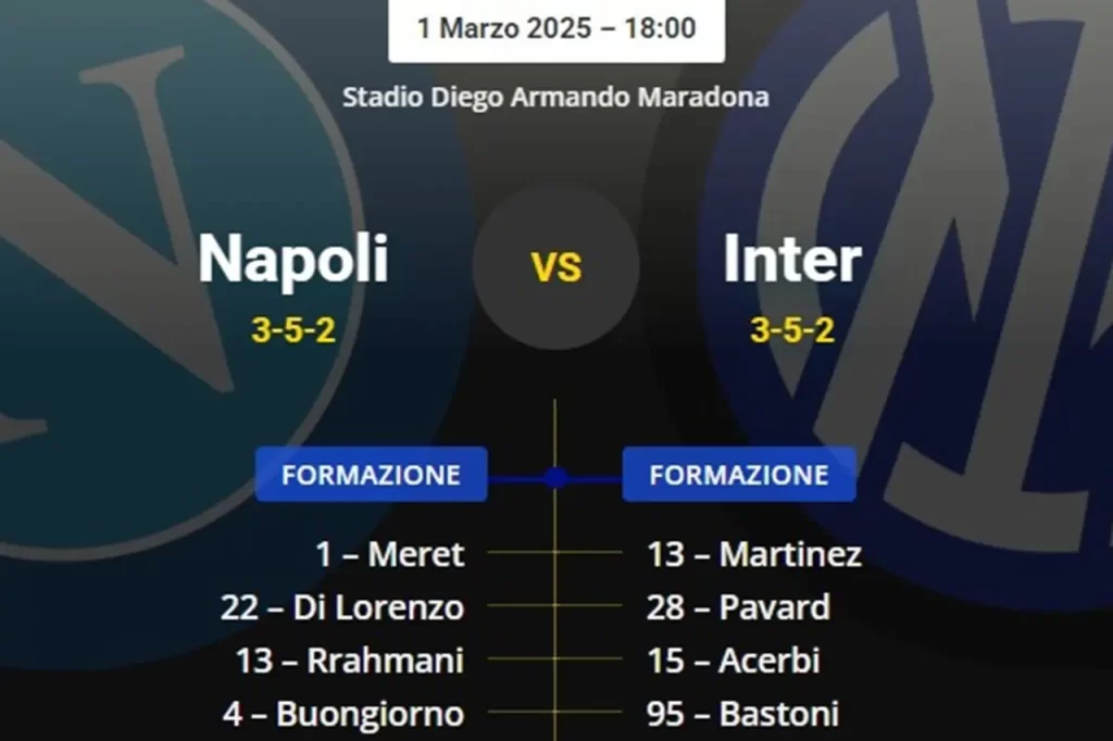 The probable line-ups for Napoli-Inter: Thuram returns
