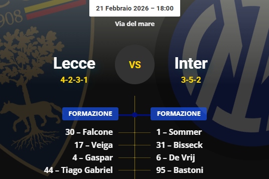 Lecce-Inter, OFFICIAL line-ups: Frattesi starts!