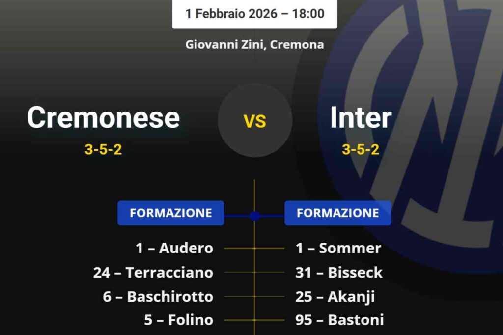 Cremonese-Inter, OFFICIAL line-ups: the decision on Frattesi