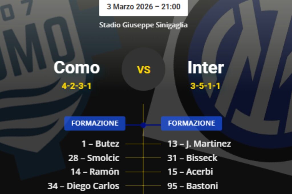 Como-Inter, OFFICIAL line-ups: Chivu shakes things up!